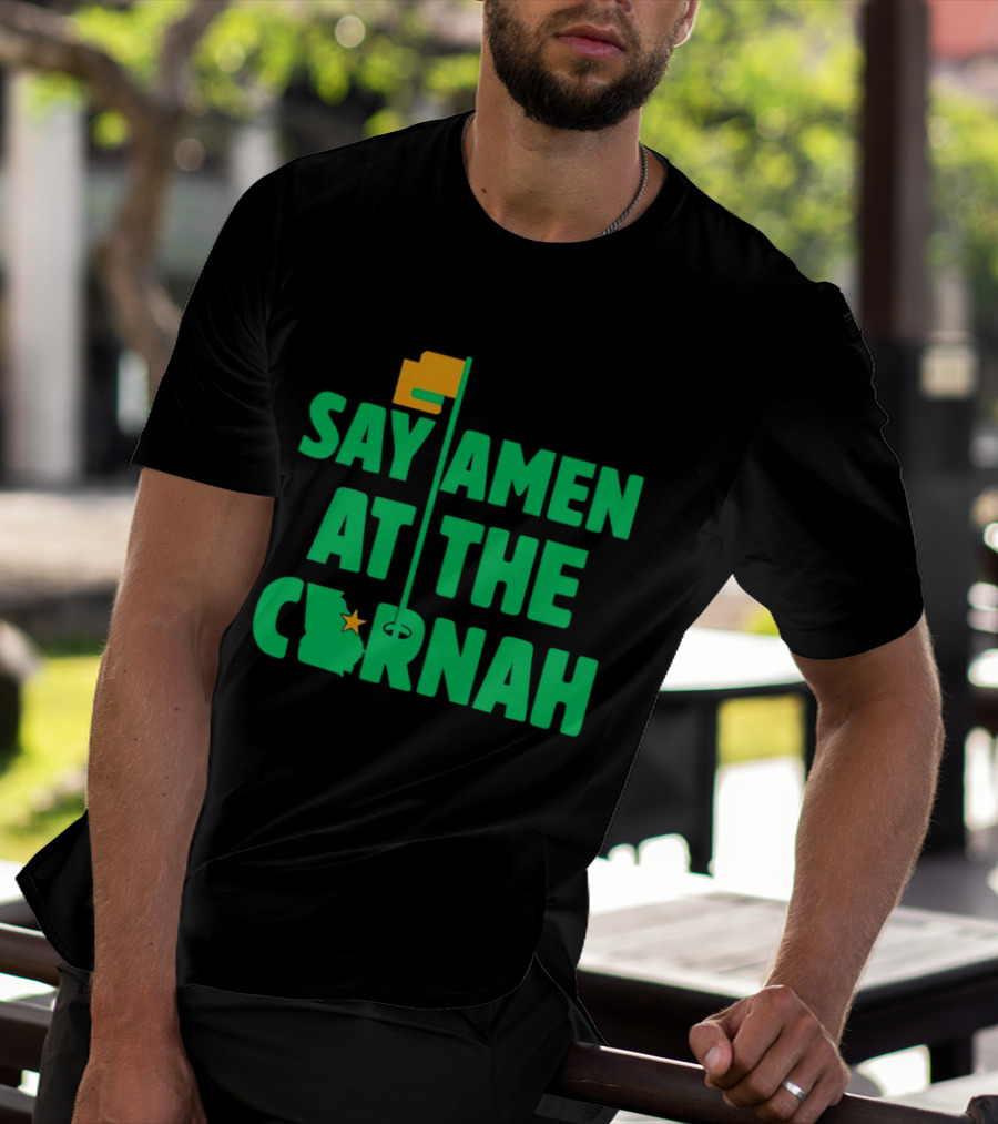 Say Amen At The Cornah Golf Flag Star Motif T-Shirt