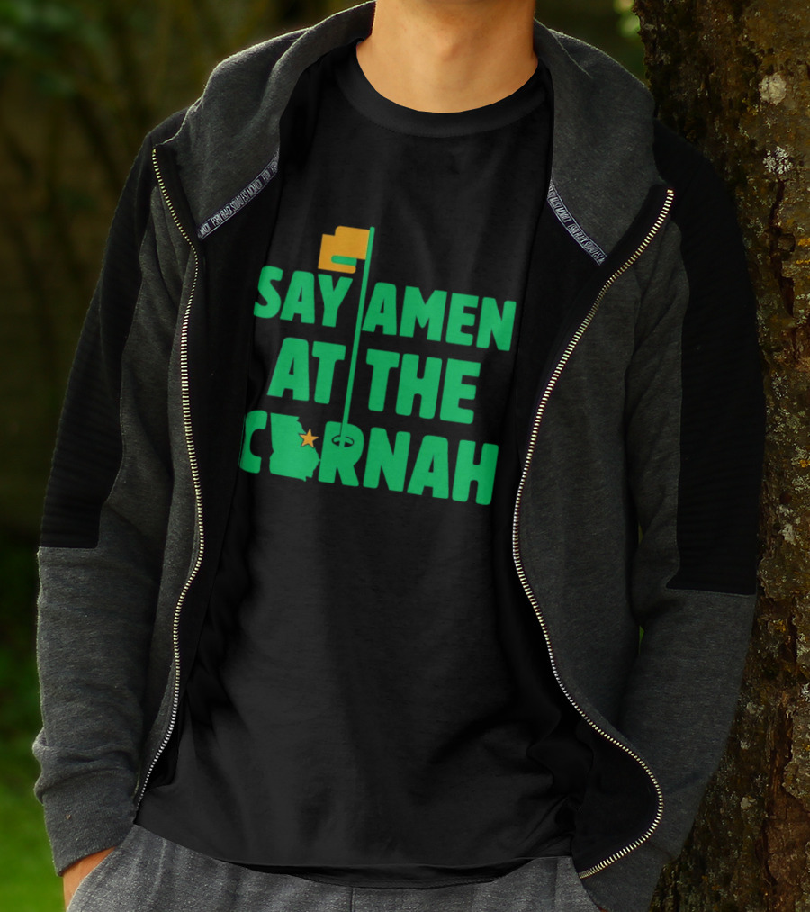Say Amen At The Cornah Golf Flag Star Motif T-Shirt
