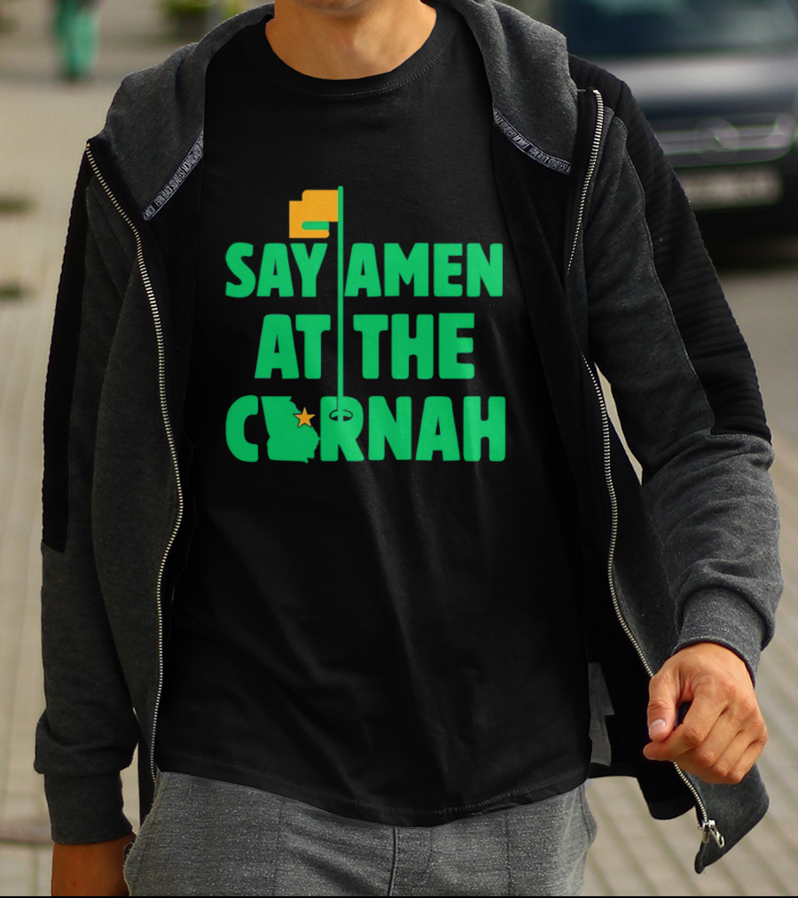 Say Amen At The Cornah Golf Flag Star Motif T-Shirt