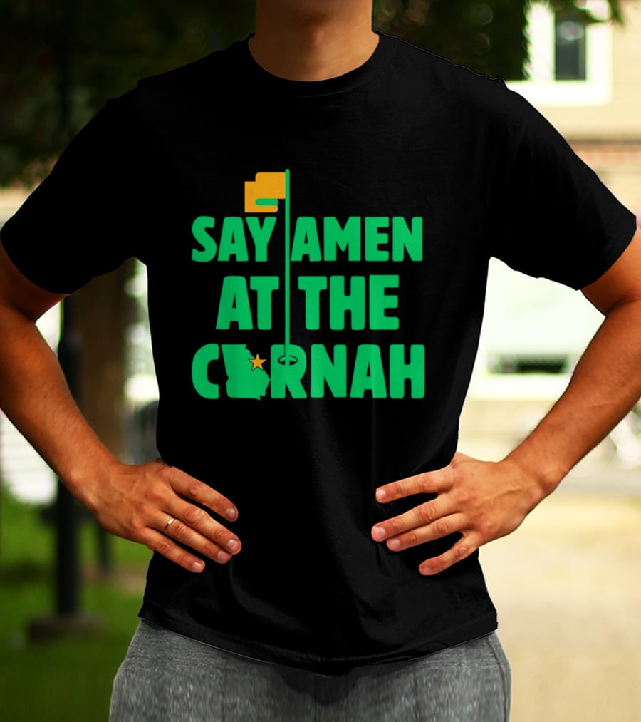 Say Amen At The Cornah Golf Flag Star Motif T-Shirt
