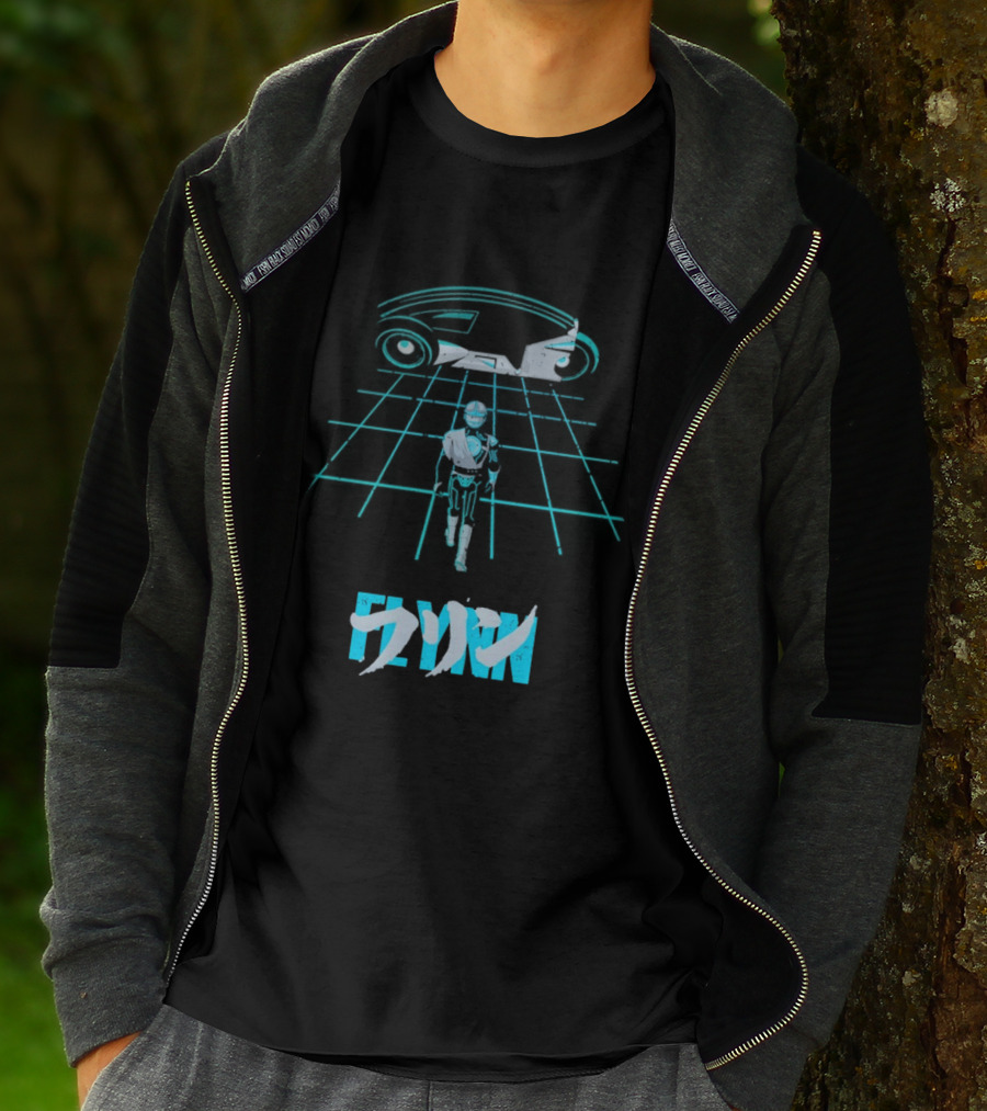 The Grid Rider Light Cycle Tron 1982 Movie Tron Kanji T-Shirt