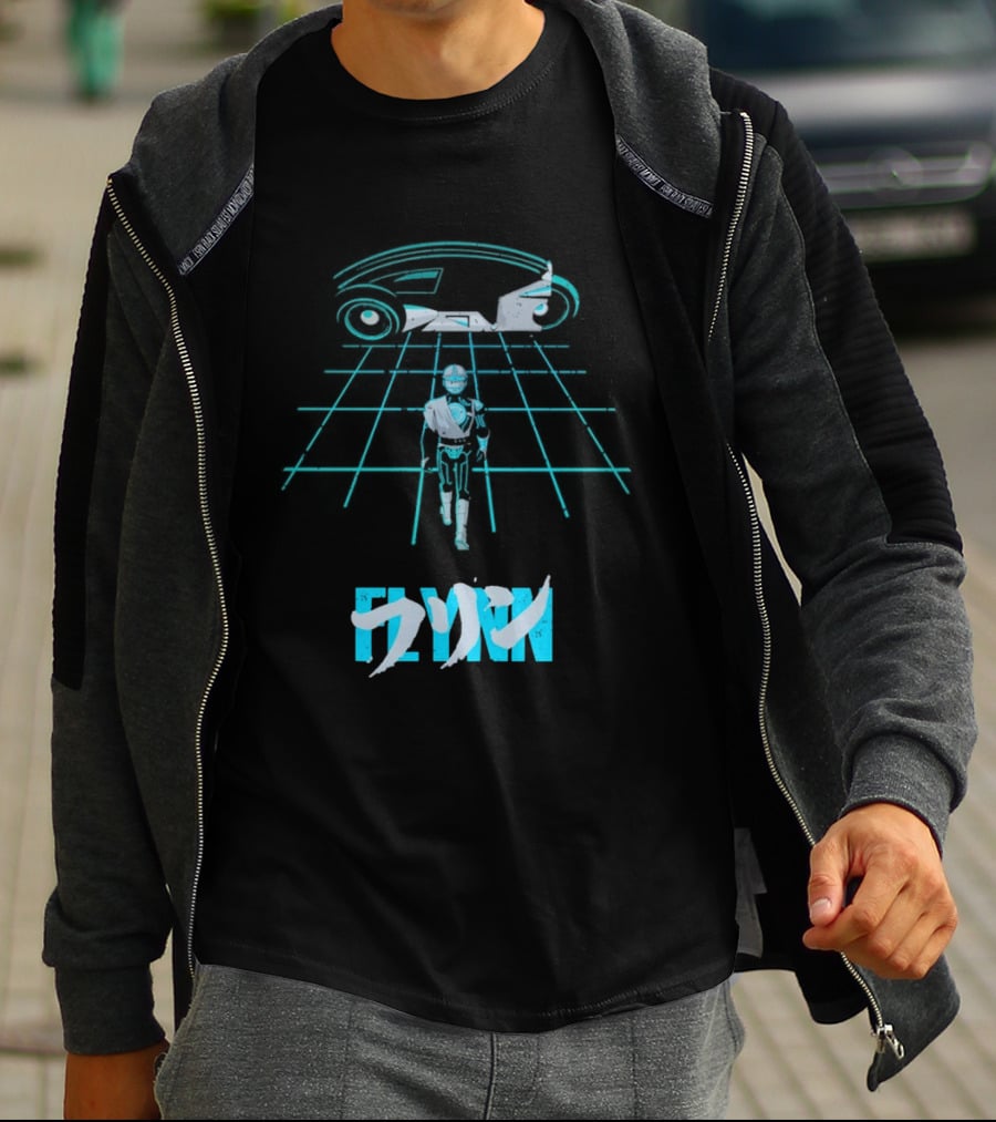 The Grid Rider Light Cycle Tron 1982 Movie Tron Kanji T-Shirt