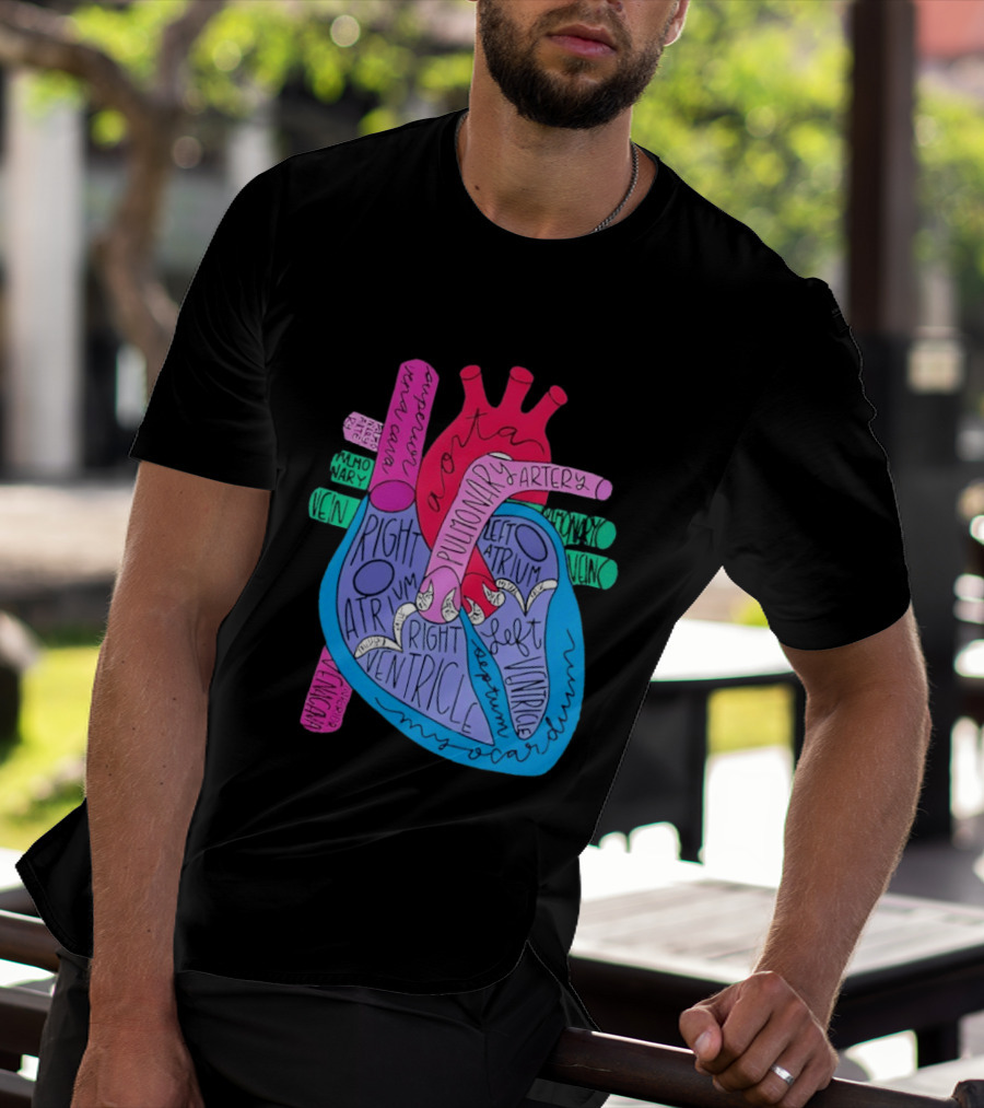 Heart Anatomy Aorta Pulmonary Artery Superior Vena Cava Right Atrium Ventricle Diagram T-Shirt