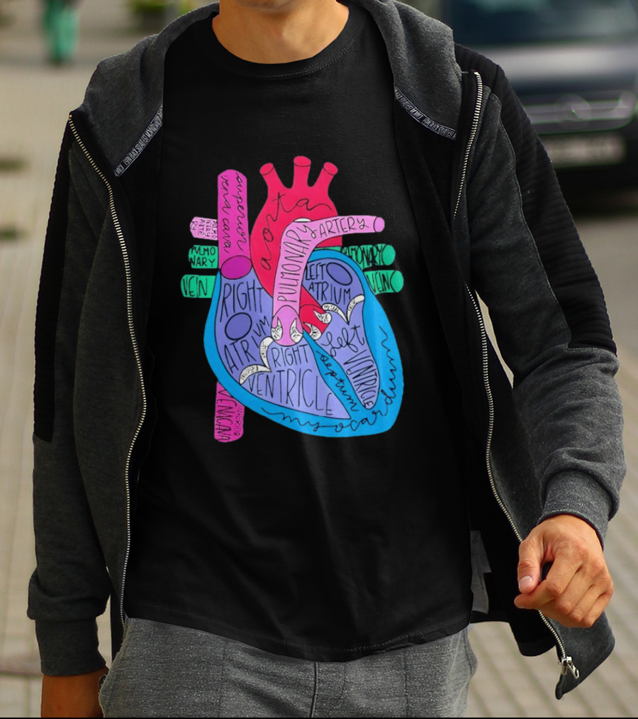Heart Anatomy Aorta Pulmonary Artery Superior Vena Cava Right Atrium Ventricle Diagram T-Shirt