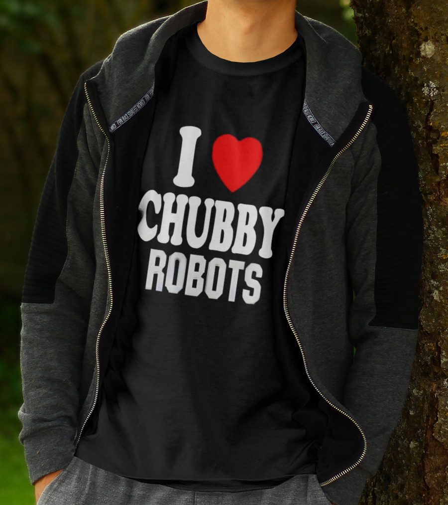 I Love Heart Chubby Robots T-Shirt