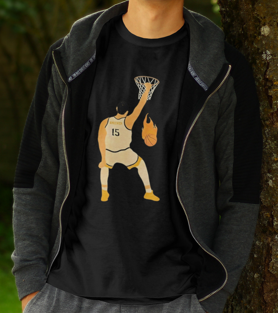 Nikola Jokic Denver Nuggets 15 Basketball Player Dunking Flame Ball T-Shirt