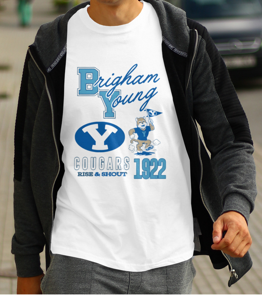 Brigham Young BYU Cougars Rise & Shout 1922 Flag Bearer T-Shirt