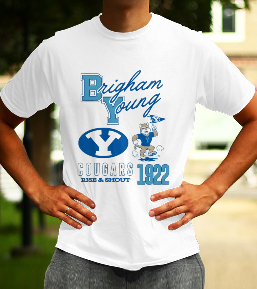 Brigham Young BYU Cougars Rise & Shout 1922 Flag Bearer T-Shirt