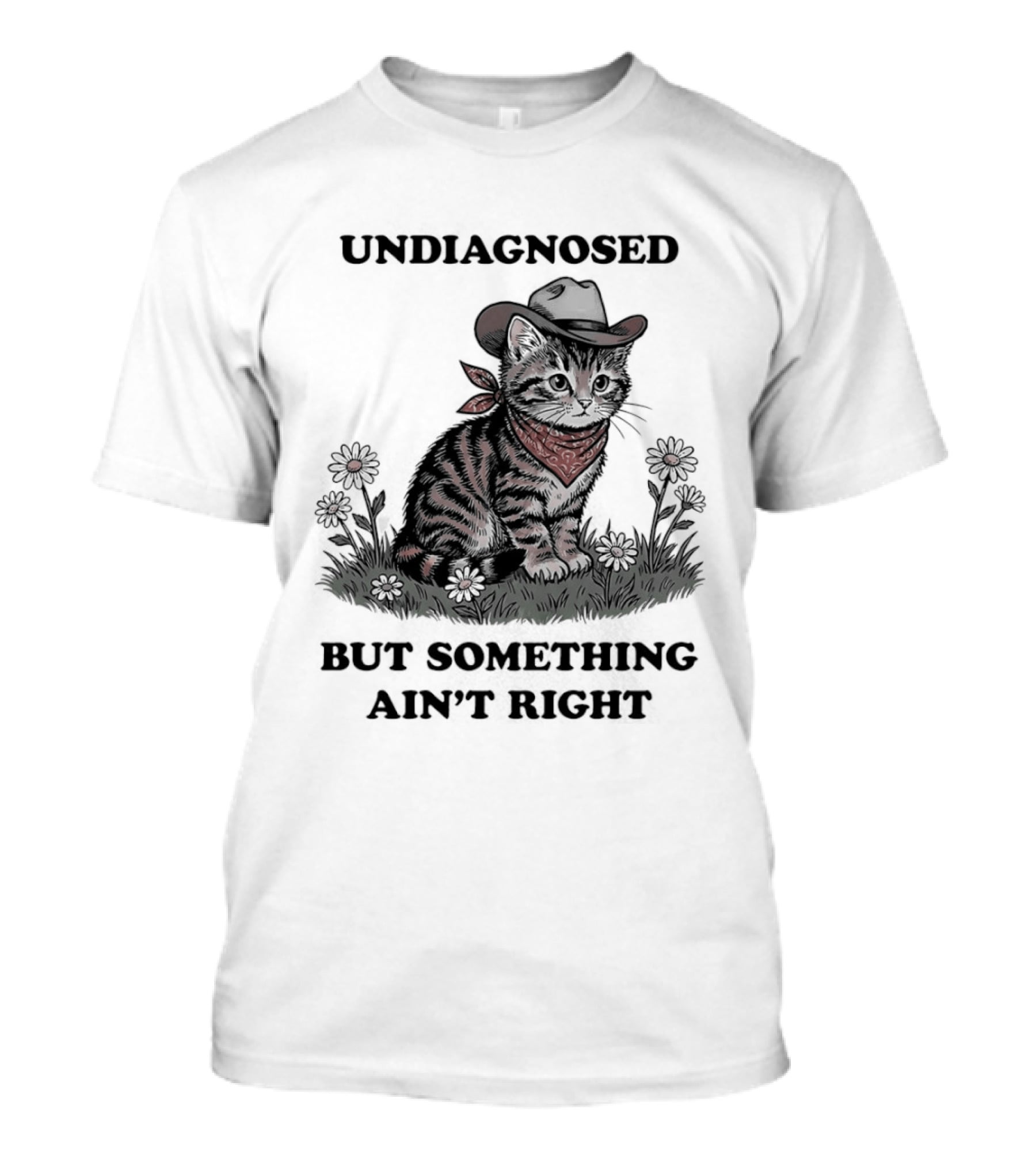 Undiagnosed Cat Wearing Cowboy Hat But Something Ain't Right T-Shirt