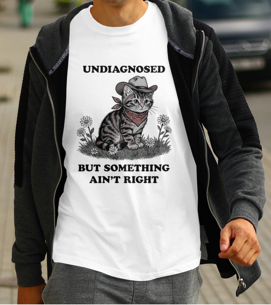 Undiagnosed Cat Wearing Cowboy Hat But Something Ain't Right T-Shirt