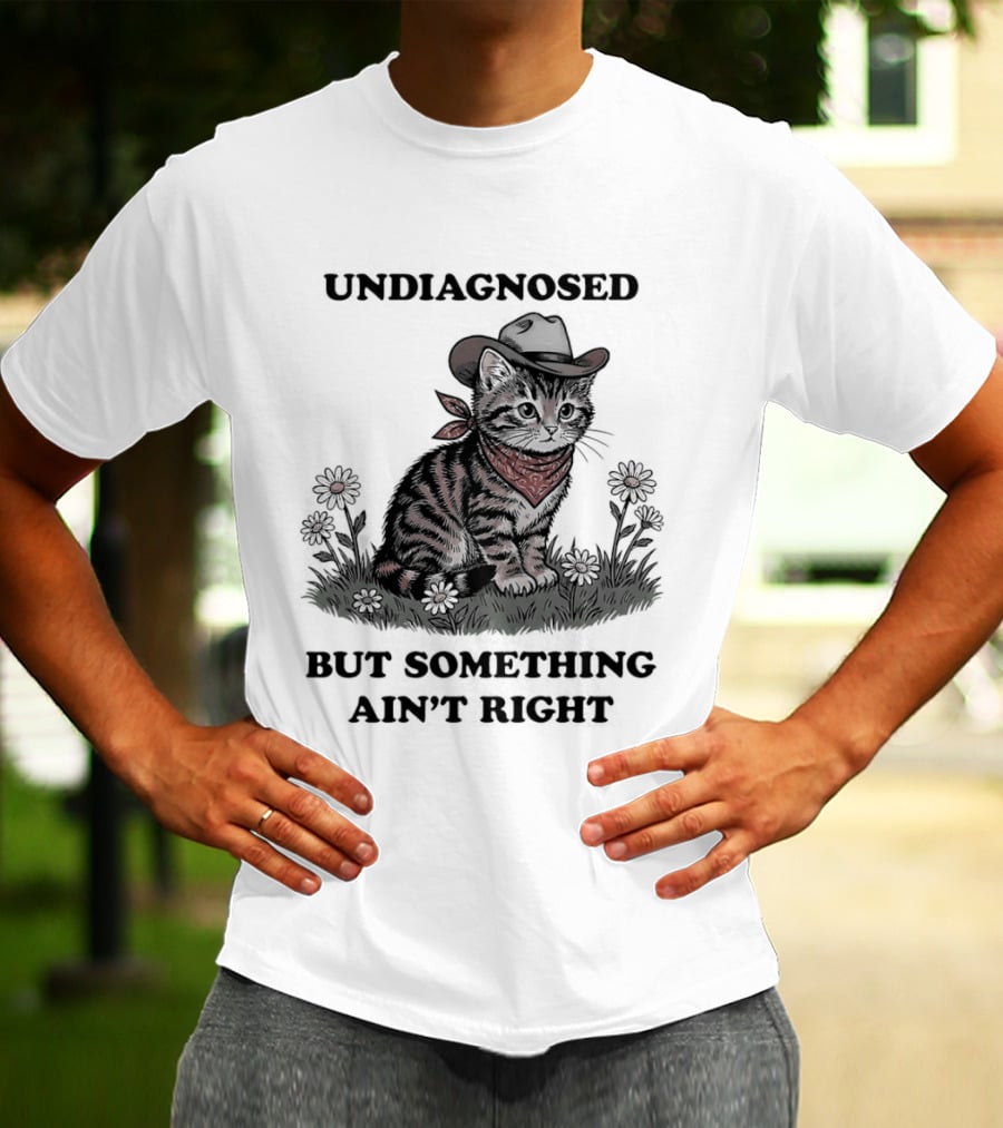 Undiagnosed Cat Wearing Cowboy Hat But Something Ain't Right T-Shirt