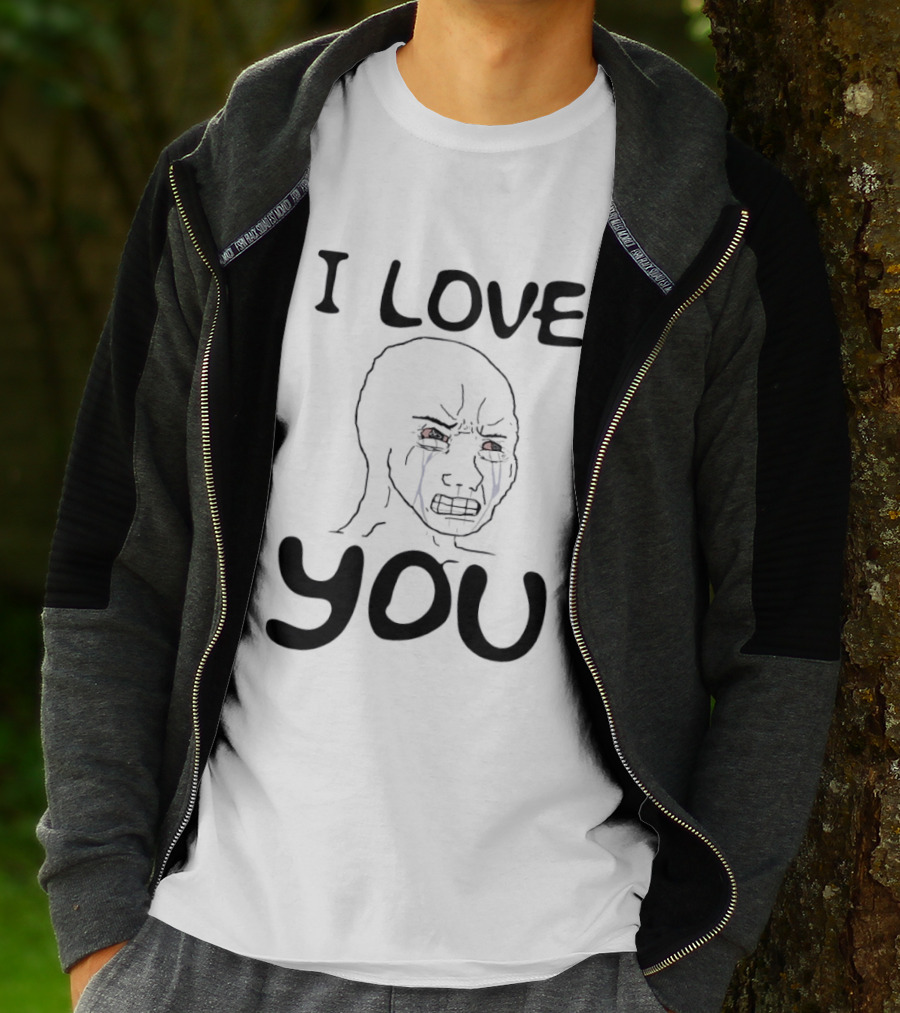 Wojak Crying I Love You Meme T-Shirt