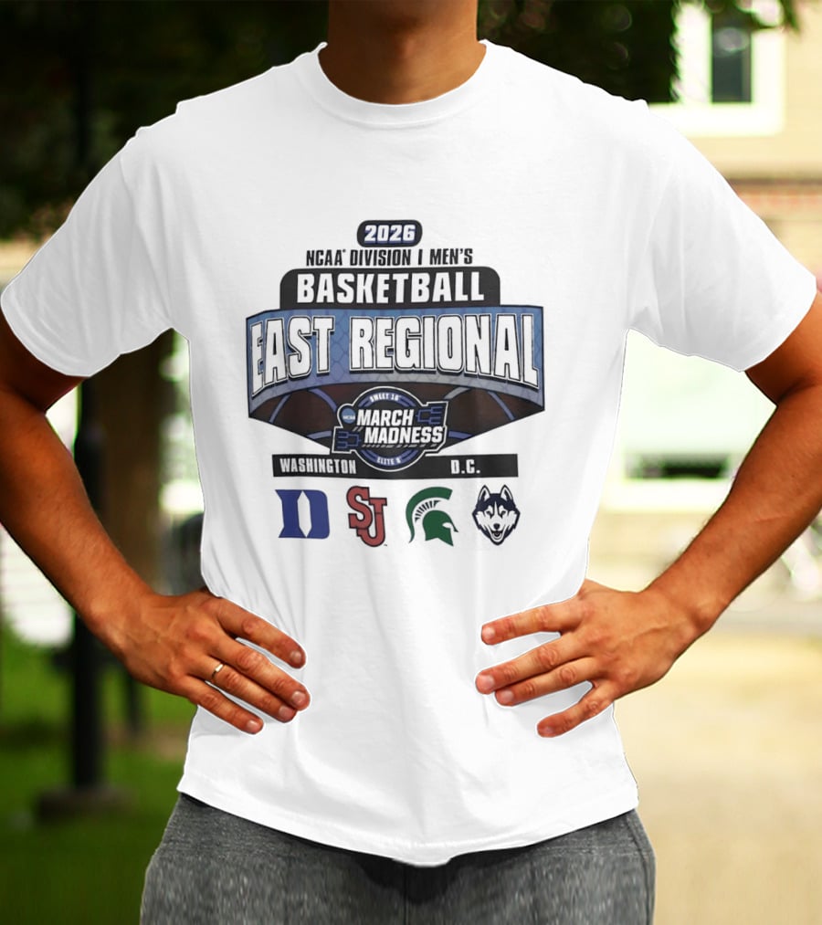 2026 NCAA Men's Basketball March Madness East Regional Washington DC Tournament Duke St John's Michigan State Villanova T-Shirt