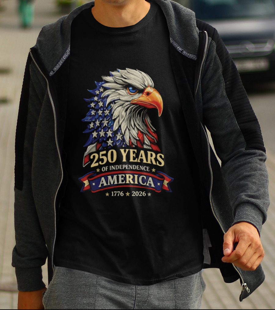 250 Years Of Independence America 1776 2026 Bald Eagle Celebration T-Shirt