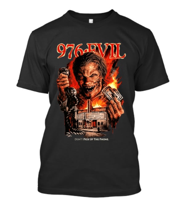 976 Evil Horror Marathon Phone Warning T-Shirt