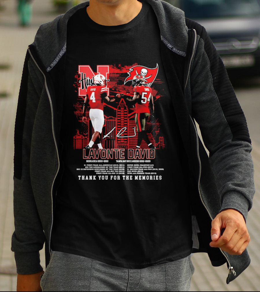 Lavonte David Nebraska Huskers Tampa Bay Buccaneers Thank You For The Memories T-Shirt