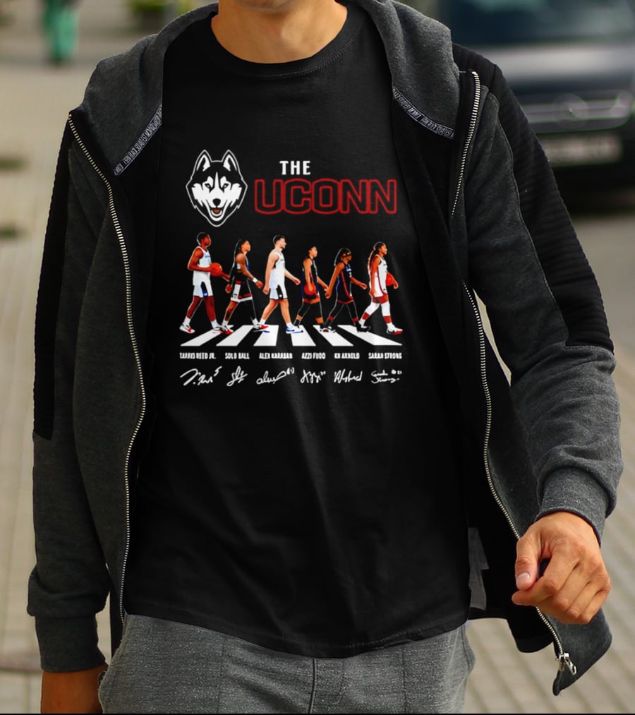 The UConn Huskies Men's And Women's Basketball Players Walking Abbey Road T-Shirt