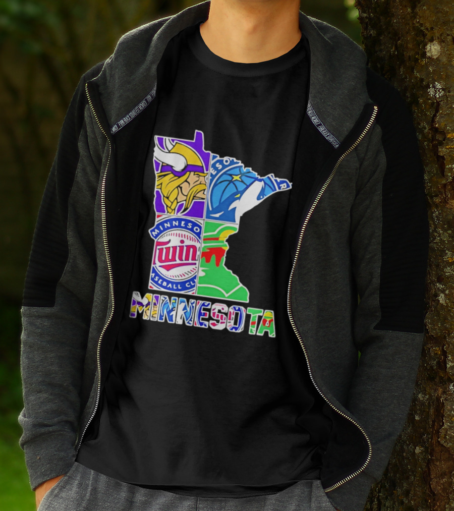 Minnesota Sports Teams Vikings Twins Wild Timberwolves Mashup T-Shirt
