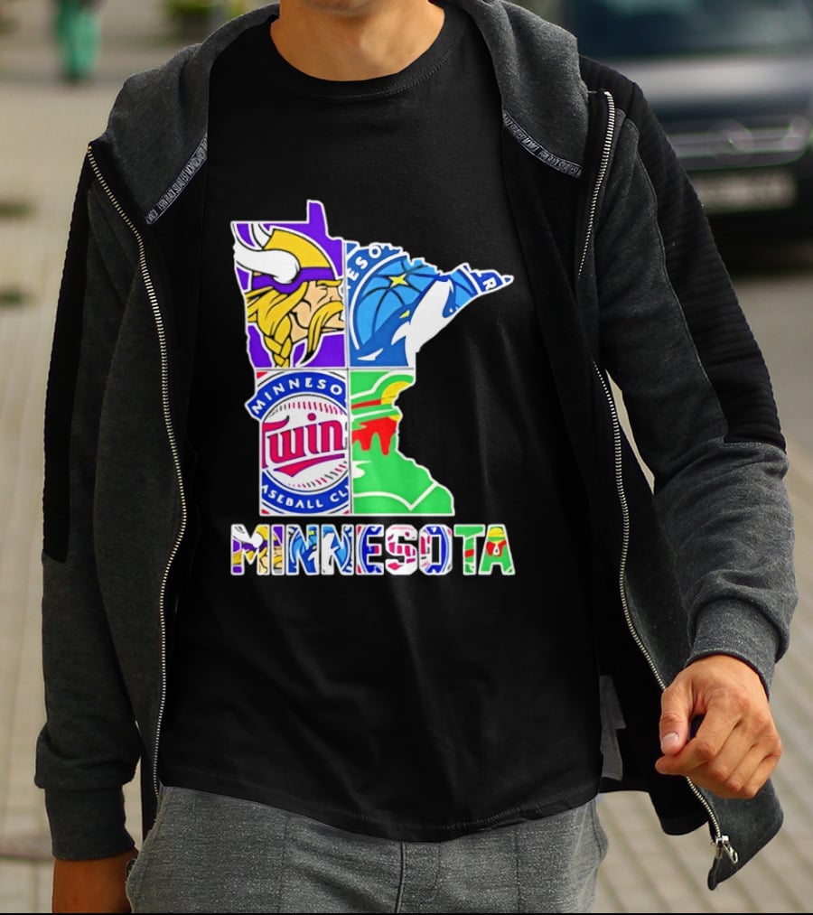 Minnesota Sports Teams Vikings Twins Wild Timberwolves Mashup T-Shirt