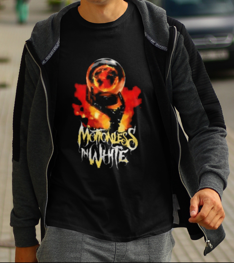 Motionless In White UK EU Tour 2026 Make Them Suffer Fiery Skull T-Shirt