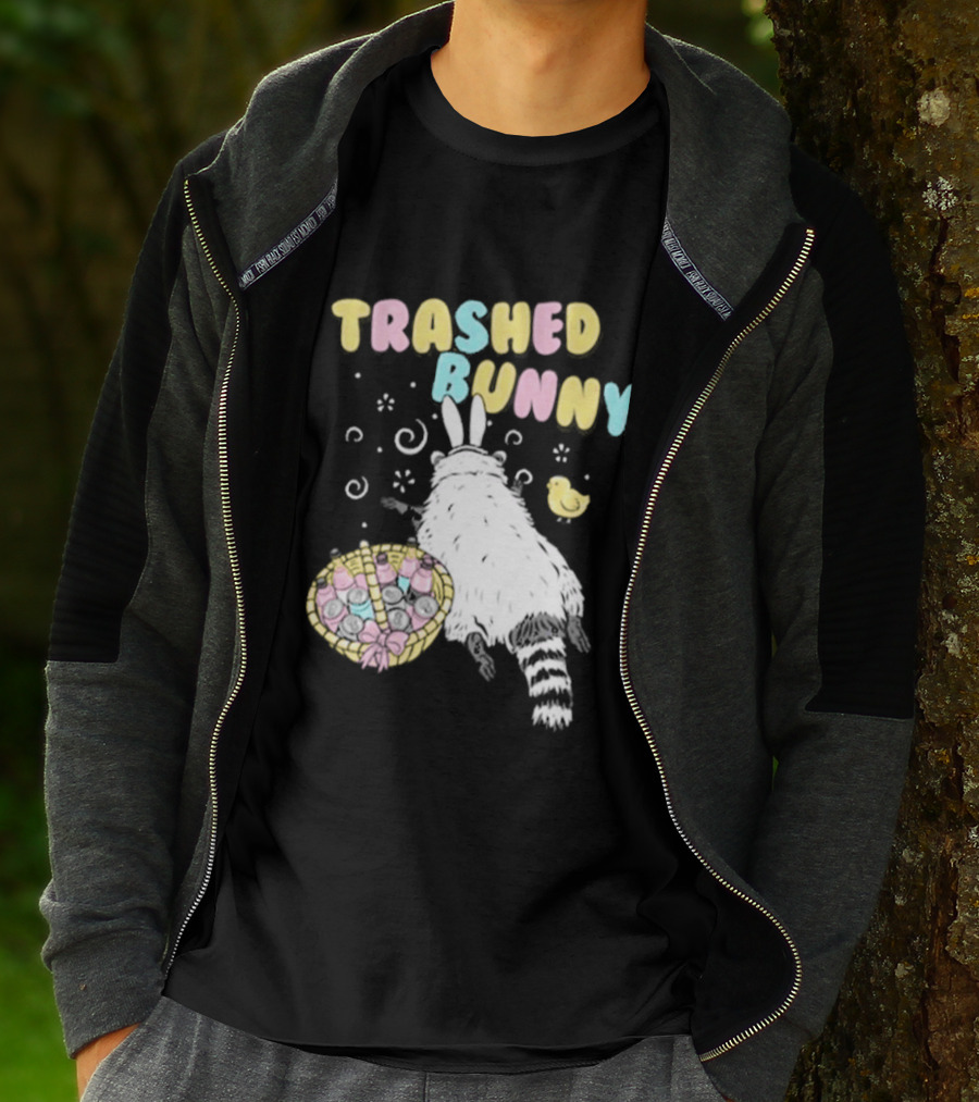Trashed Bunny Raccoon Pastel Swirls Duck T-Shirt