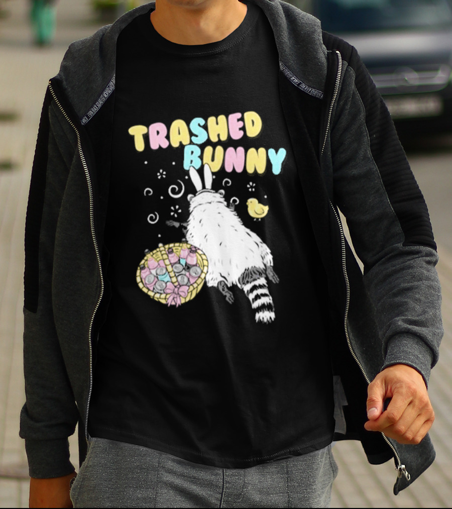 Trashed Bunny Raccoon Pastel Swirls Duck T-Shirt
