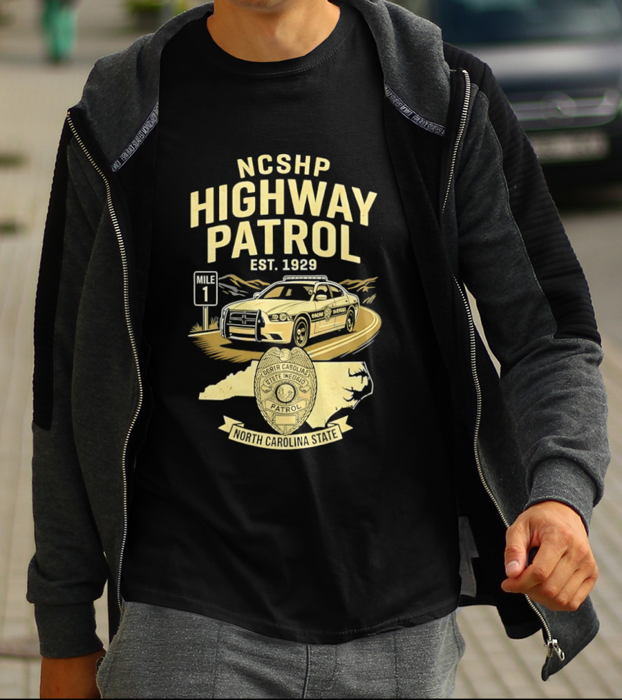 NCSHP Highway Patrol Est. 1929 Scenic Route Car T-Shirt