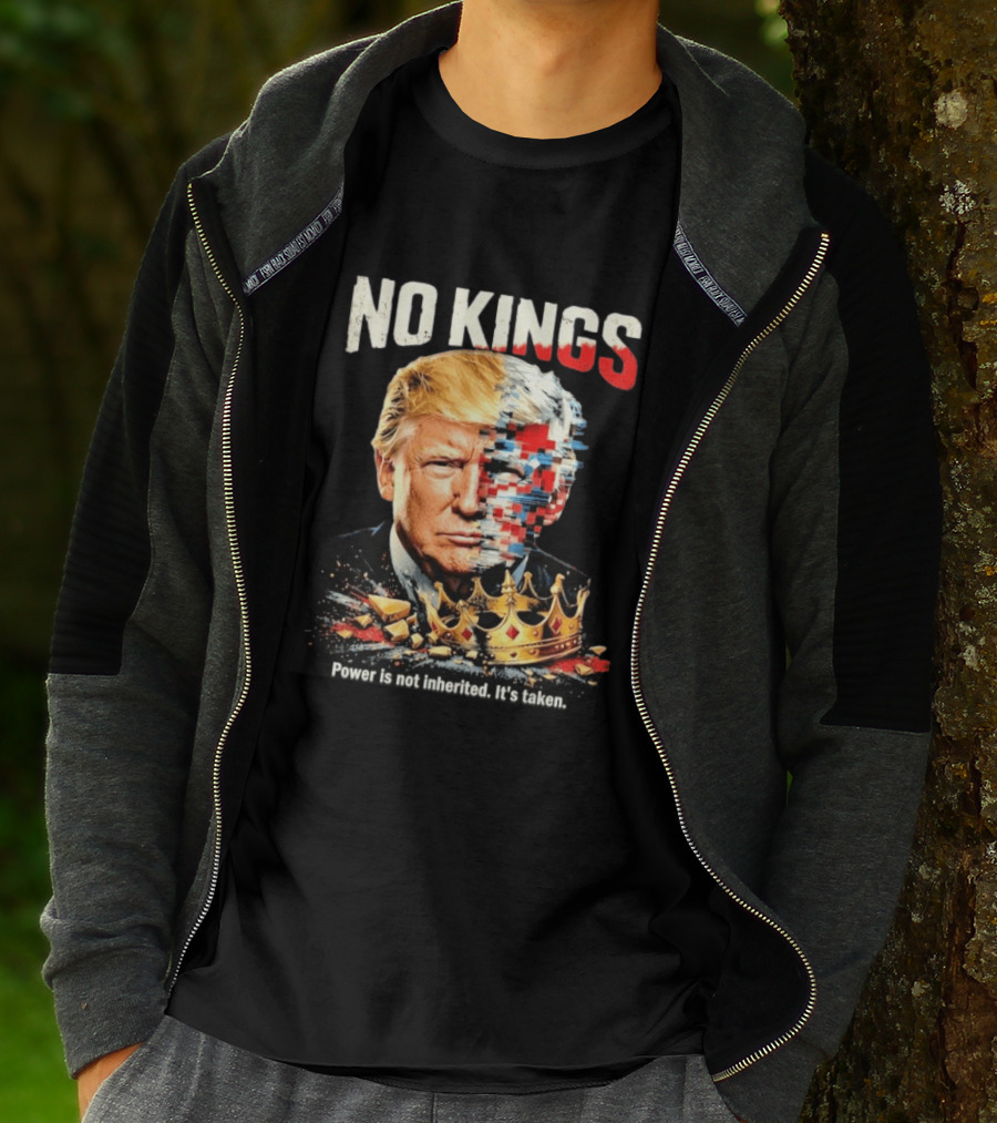 No Kings Trump Power Is Not Inherited It's Taken Pixelated Crown T-Shirt