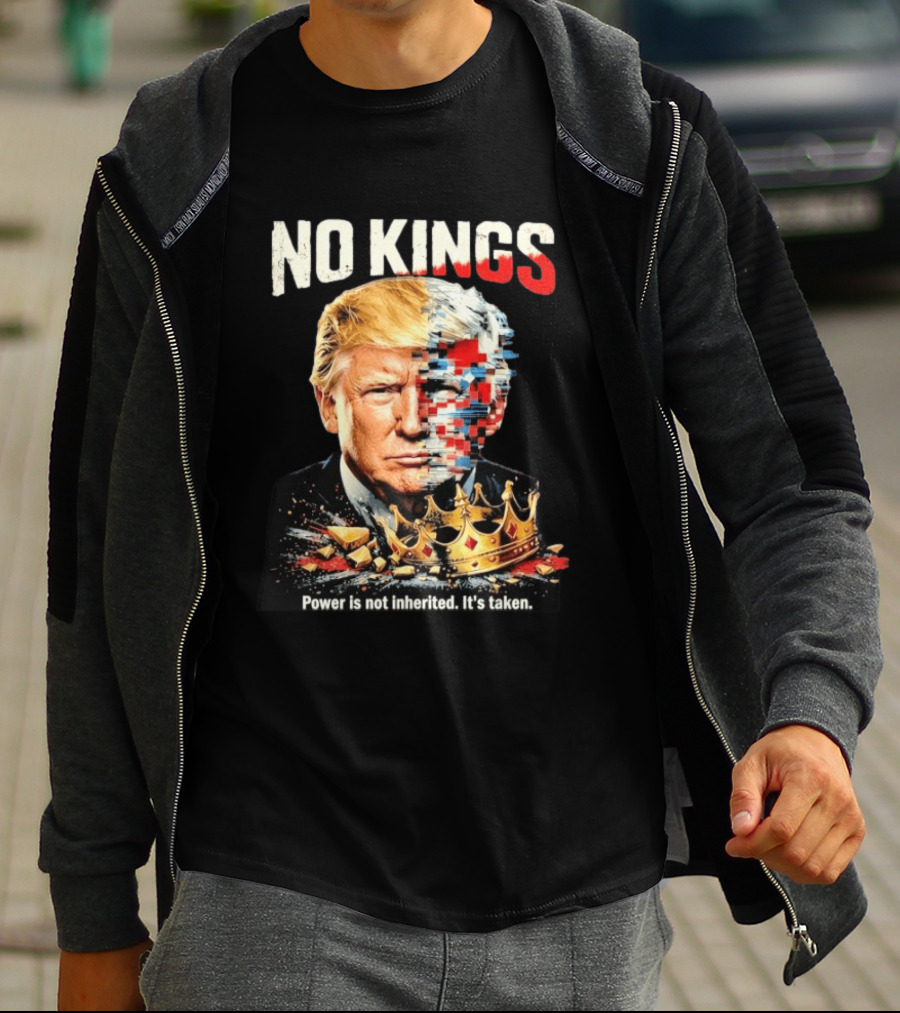 No Kings Trump Power Is Not Inherited It's Taken Pixelated Crown T-Shirt