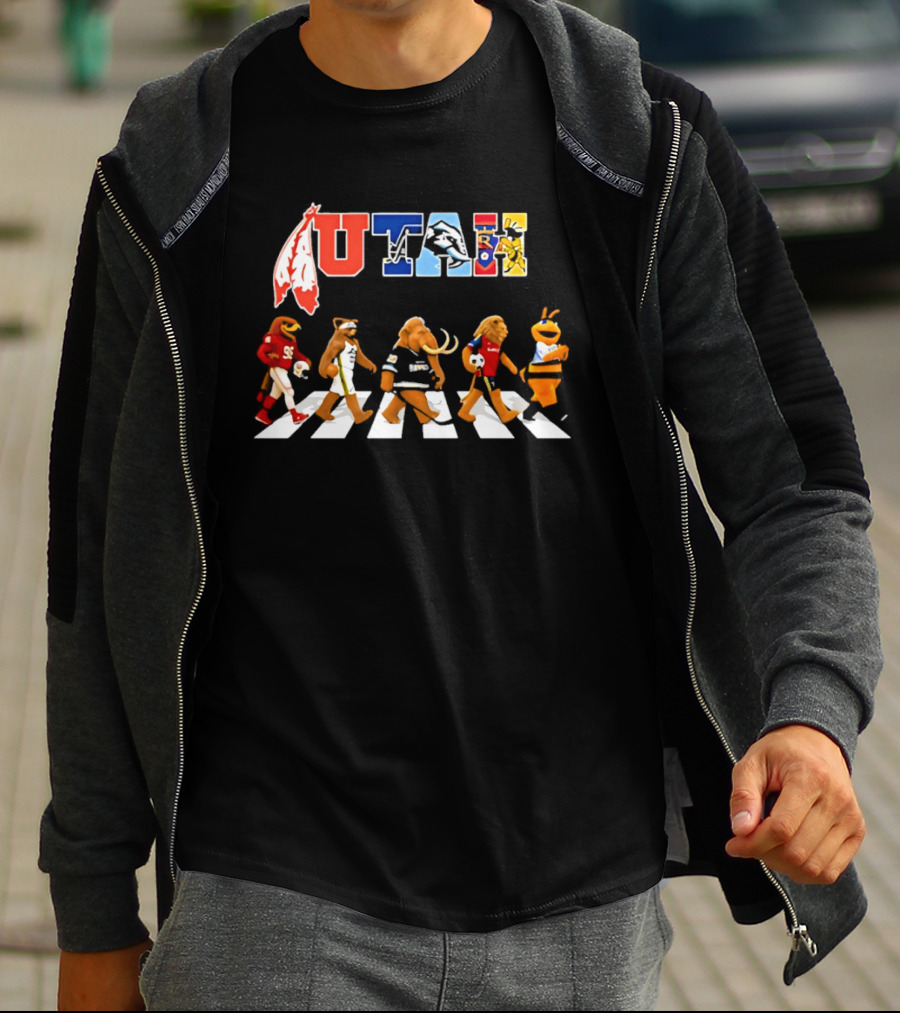 Utah Sports Teams Mascots Abbey Road Crossing T-Shirt