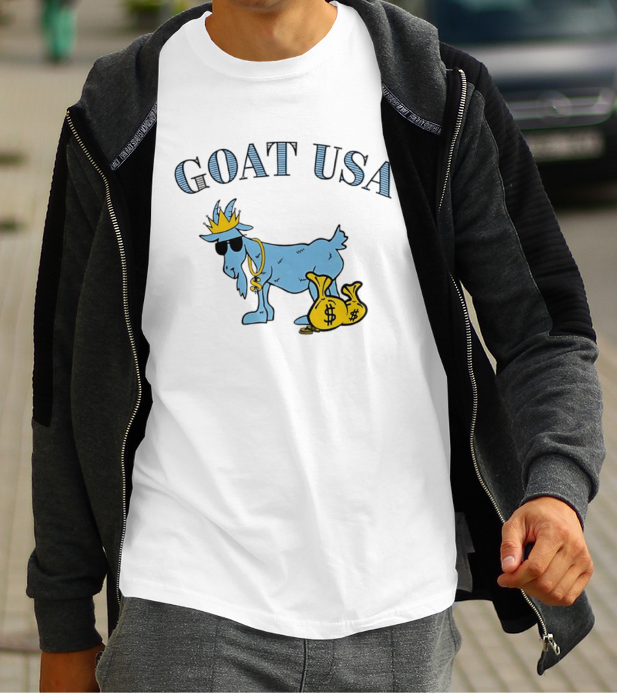 GOAT USA Cash Money Crowned Goat With Sunglasses And Gold Chains T-Shirt