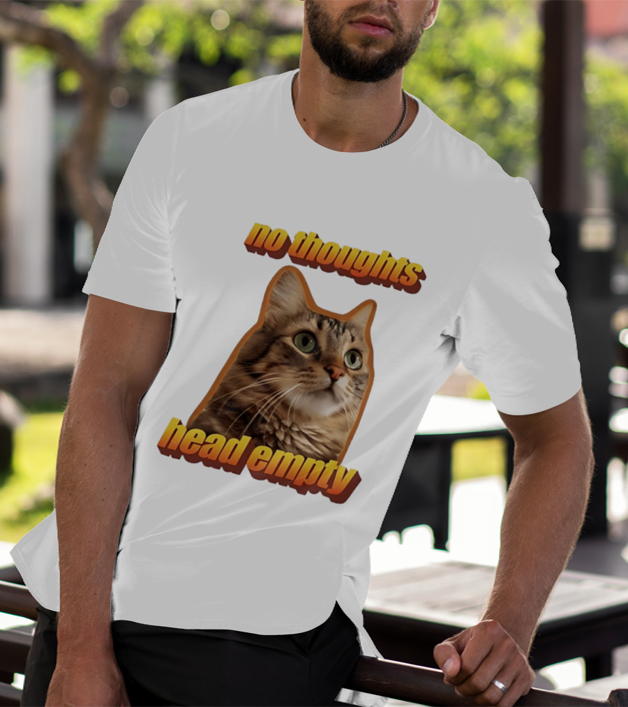 No Thoughts Head Empty Cat Meme Funny Humor T-Shirt