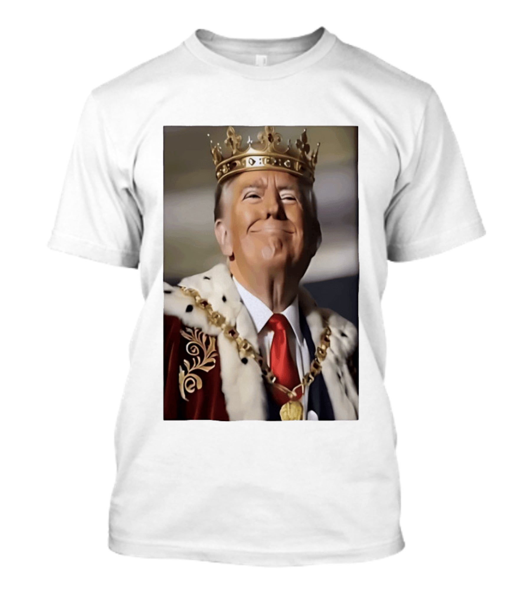 Donald Trump Crowned As King Regal Attire Red Tie Gold Crown T-Shirt