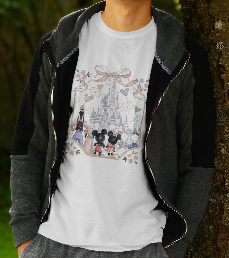 Family Mickey Cartoon Castle Fireworks Most Magical Place On Earth T-Shirt