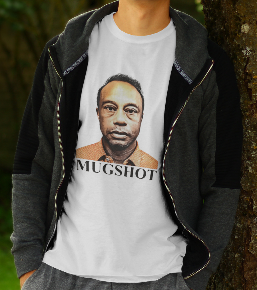 Tiger Shot Face Parody With Golf T-Shirt