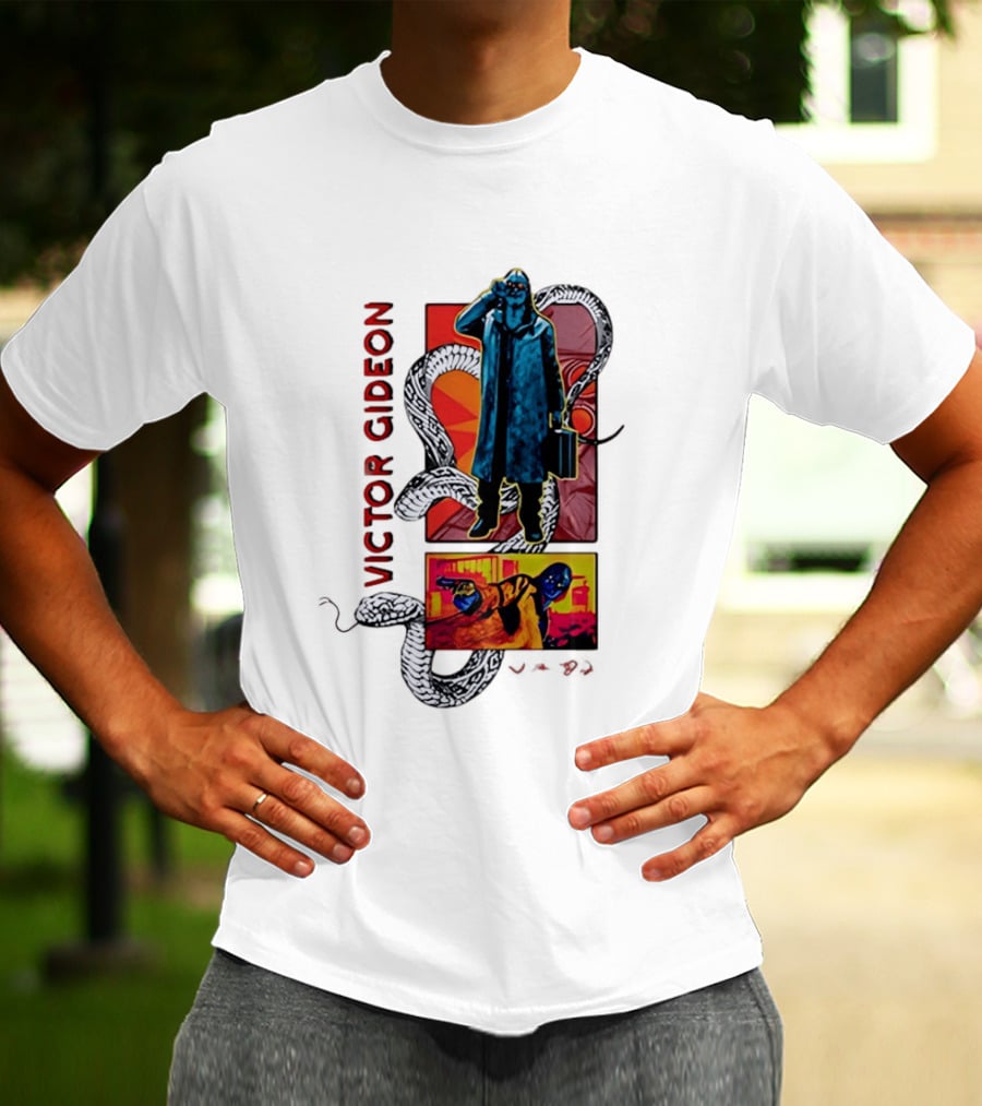 Victor Gideon Dramatic Snake And Mysterious Figures T-Shirt