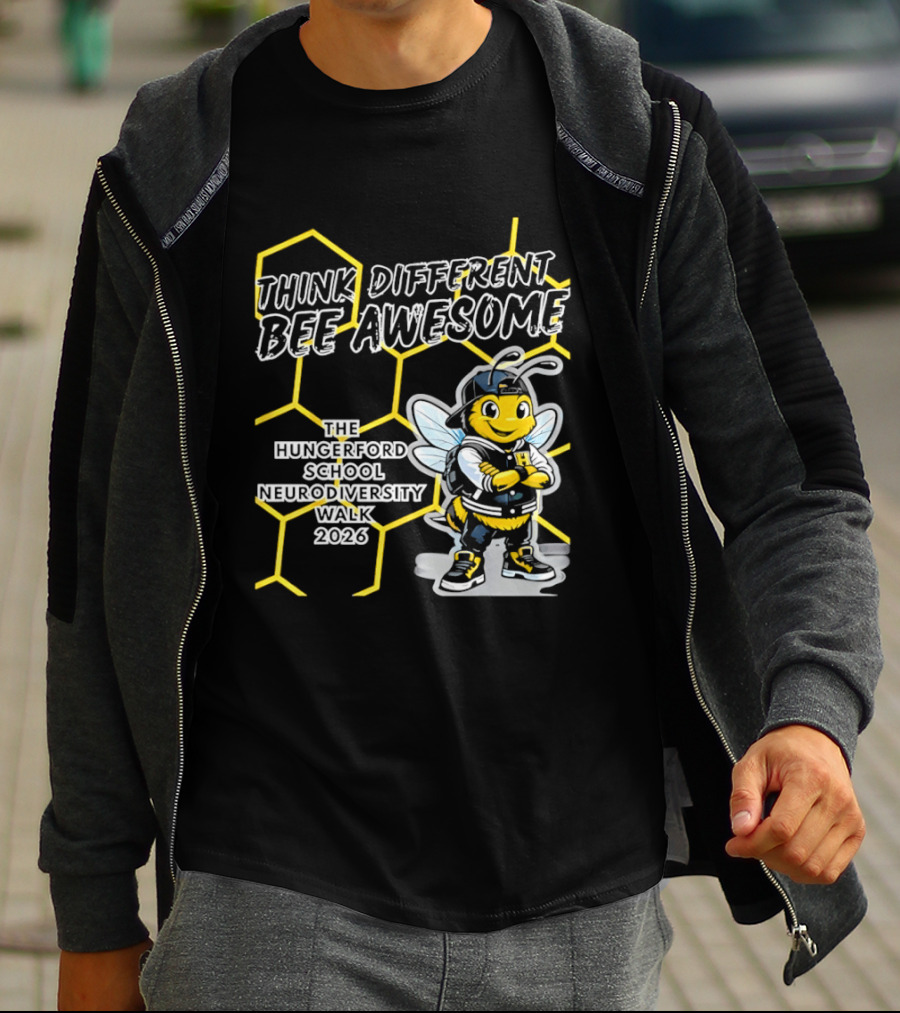 Think Different Bee Awesome The Hungerford School Neurodiversity Walk 2026 T-Shirt