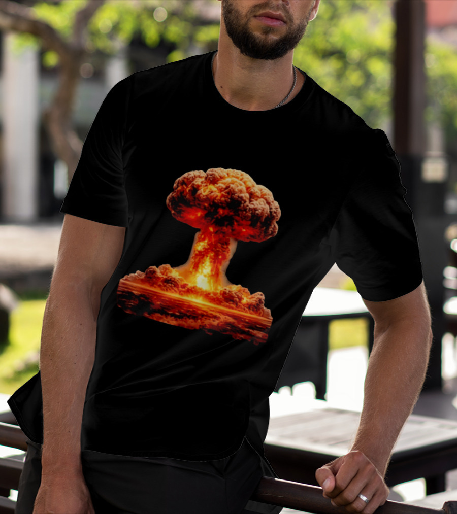 Fiery Destruction Mushroom Cloud Nuclear Bomb Explosion T-Shirt