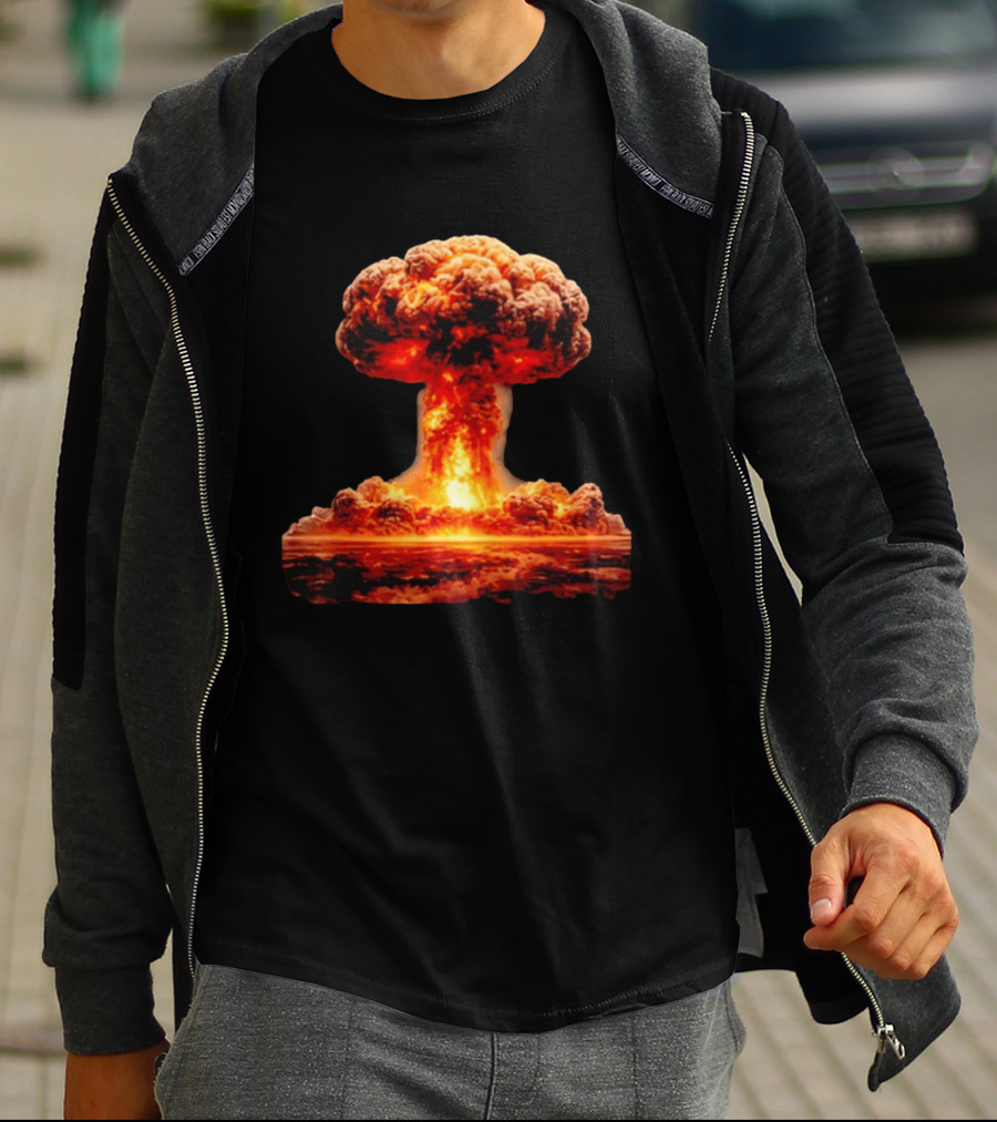 Fiery Destruction Mushroom Cloud Nuclear Bomb Explosion T-Shirt