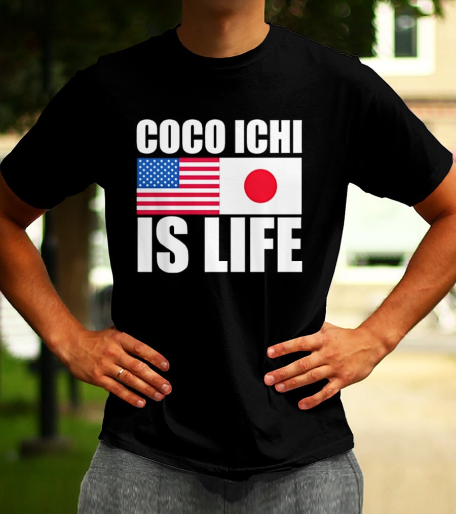 Coco Ichi Is Life USA And Japan Flag T-Shirt