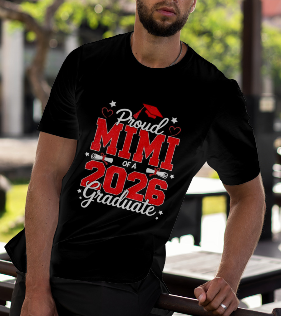 Proud Mimi Of A 2026 Graduate Senior Graduation Cap And Scrolls T-Shirt