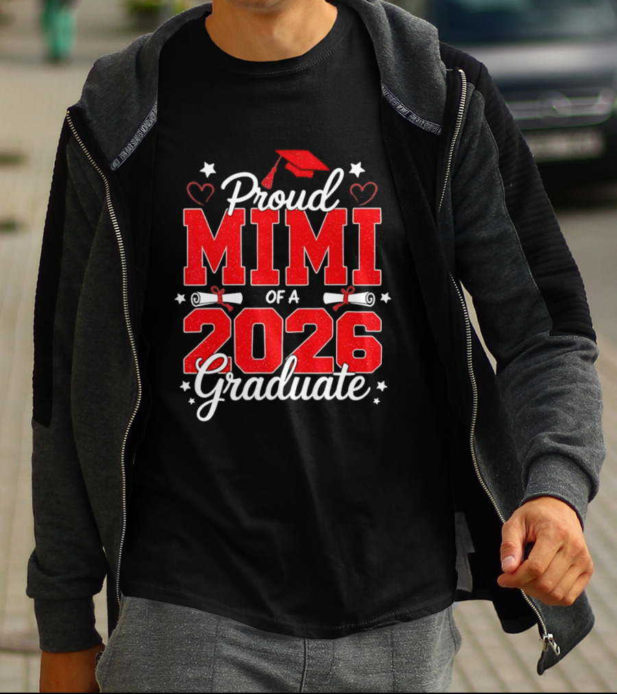 Proud Mimi Of A 2026 Graduate Senior Graduation Cap And Scrolls T-Shirt