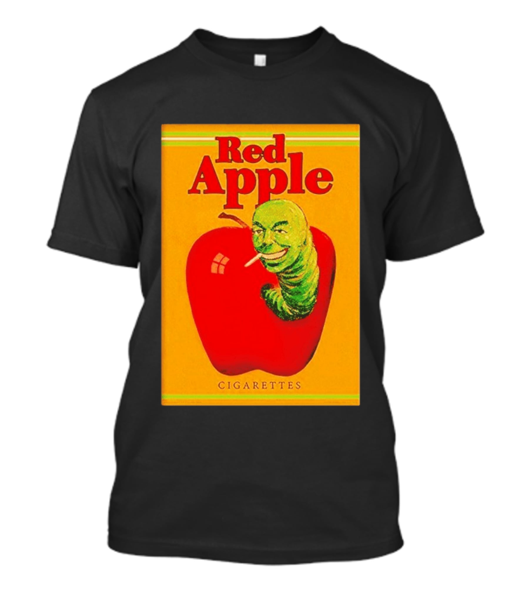 Red Apple Cigarettes Worm Character On Apple T-Shirt
