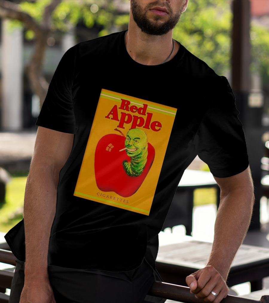 Red Apple Cigarettes Worm Character On Apple T-Shirt