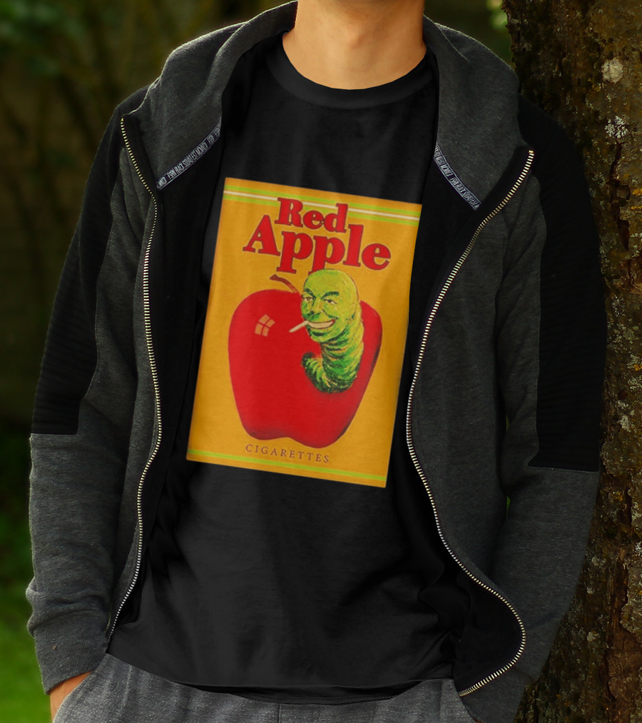 Red Apple Cigarettes Worm Character On Apple T-Shirt