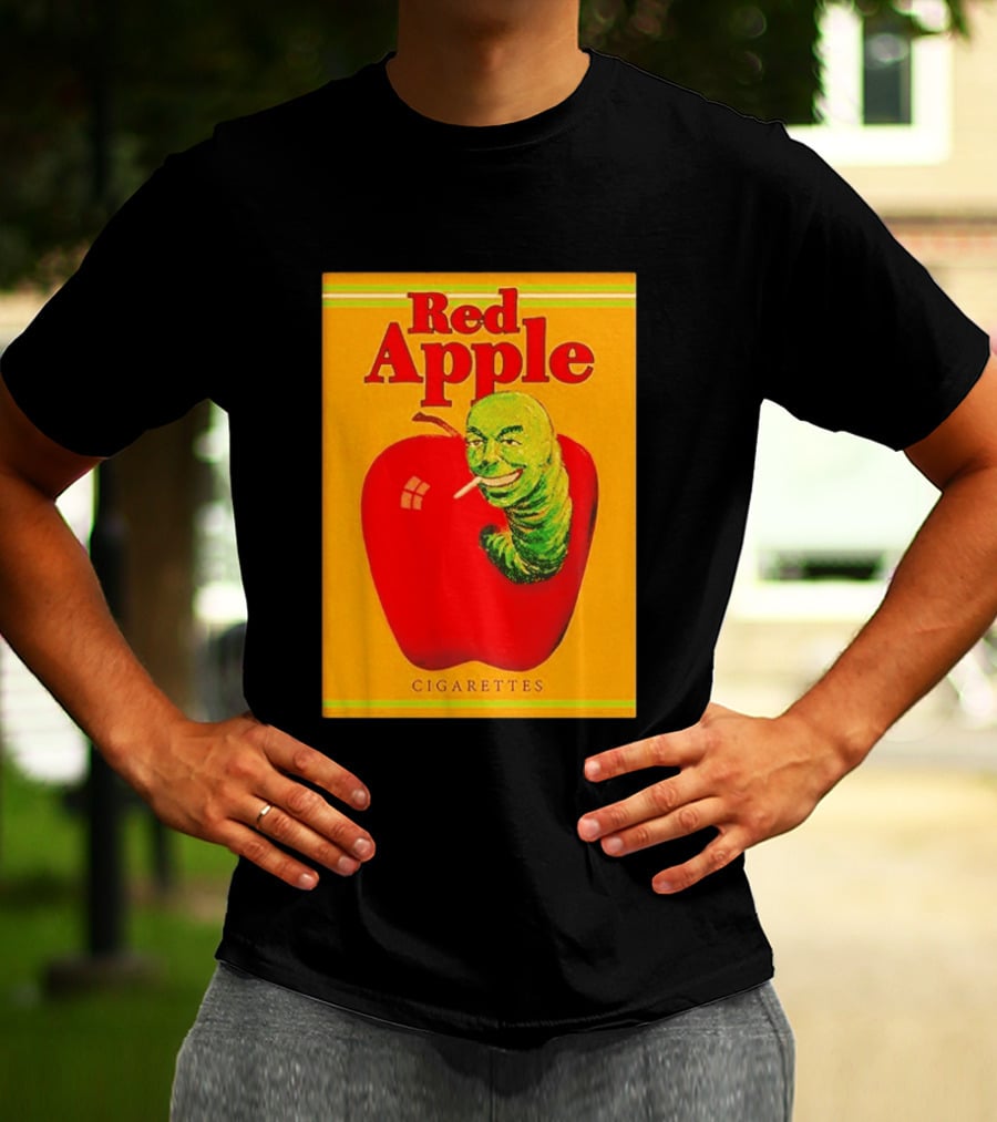 Red Apple Cigarettes Worm Character On Apple T-Shirt