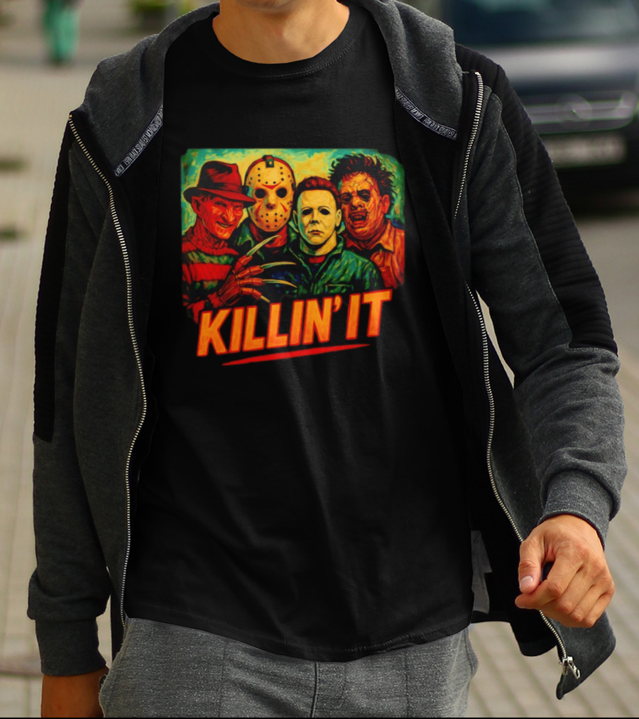 Killin' It Freddy Jason Michael Leatherface Horror Movie Characters T-Shirt