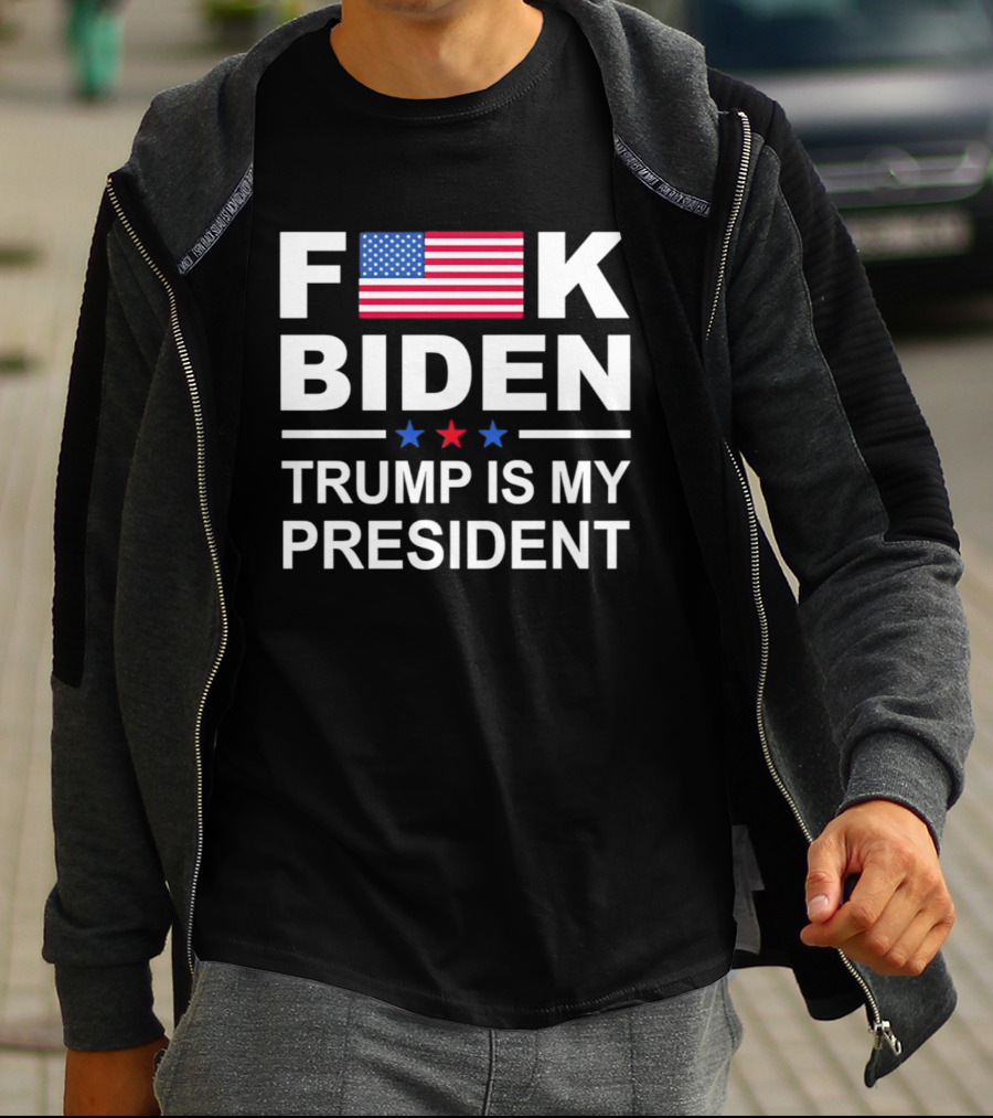 F Biden Trump Is My President USA Flag Stars T-Shirt