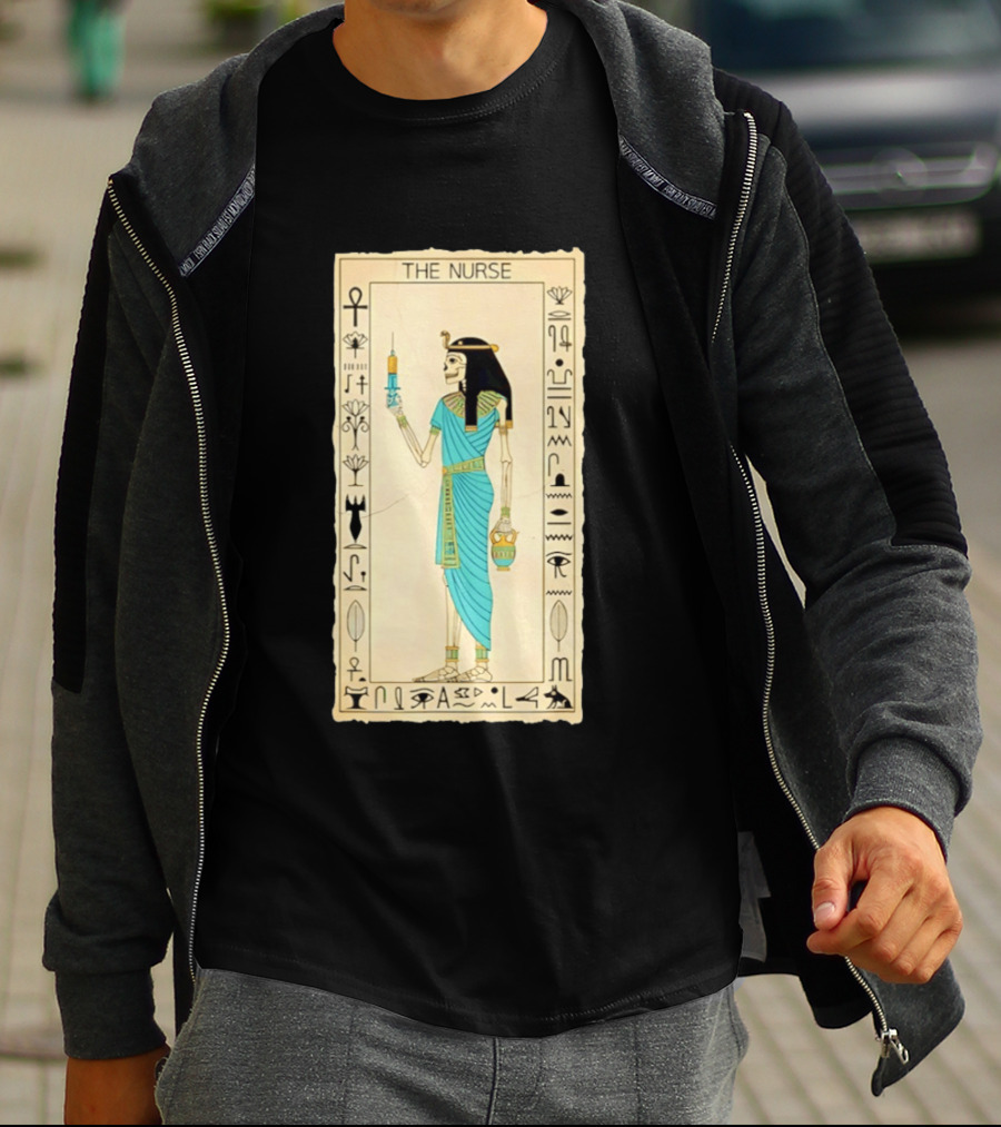 The Nurse Egyptian Skeleton Tarot Card Medical Goth T-Shirt