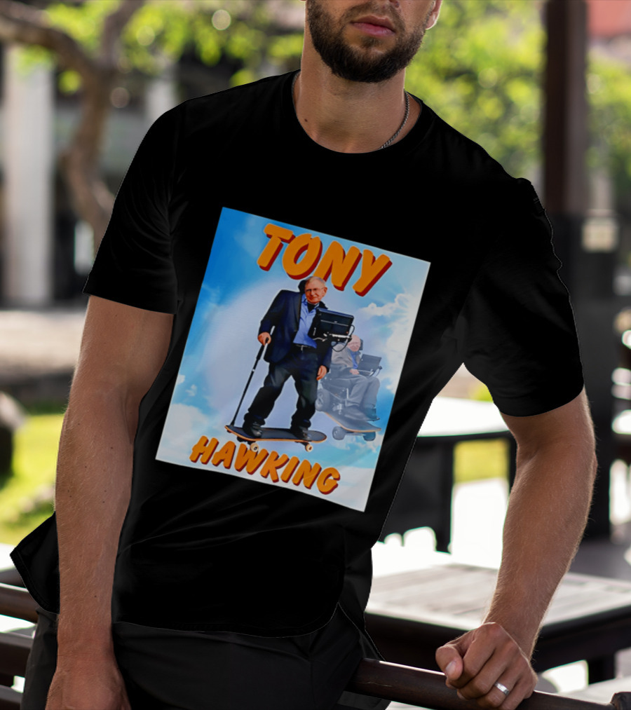 Tony Hawking Skateboard Fusion Surreal Humor T-Shirt